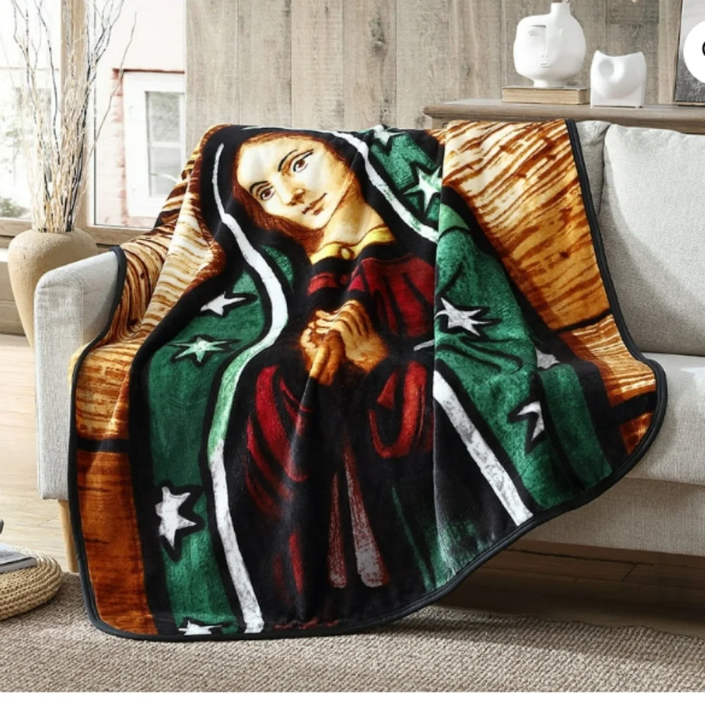 🆕La Virgen de Guadalupe-Blessed Mary Plush Blanket/Throw, ultra soft 50
